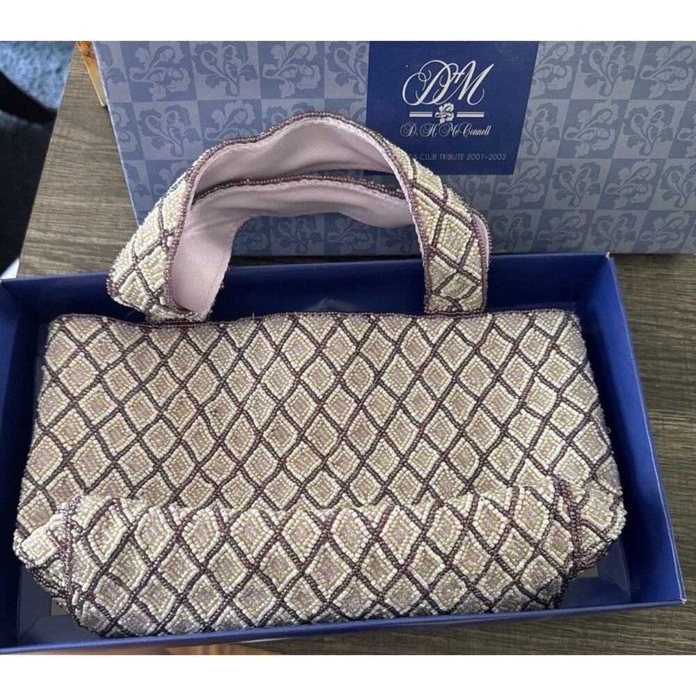 Avon Beaded Satin Evening Bag Exclusively/ D.H McConnell Club Purple,NIB